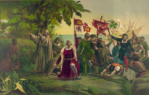 First landing of Columbus on the shores of the New World, 1892, Library of Congress